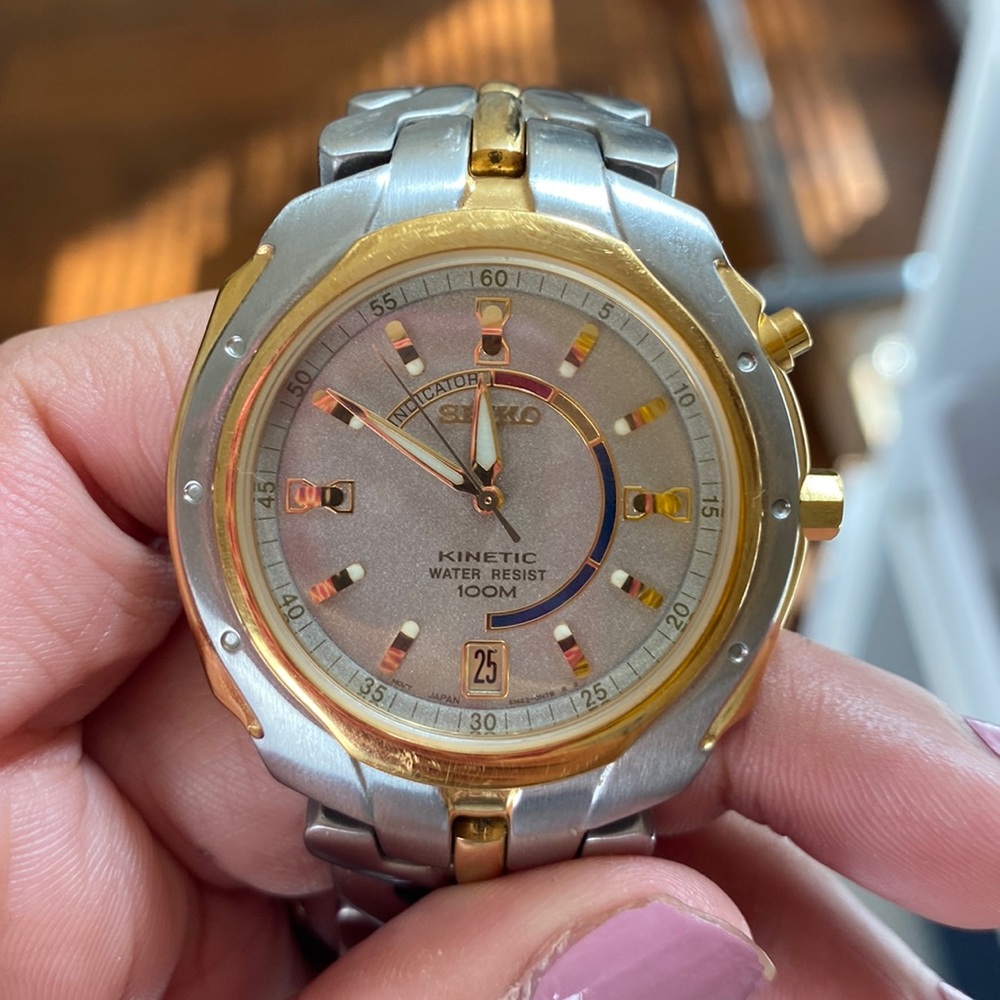 Seiko Kinetic 100M Water Resistant Watch 5M42-0L89